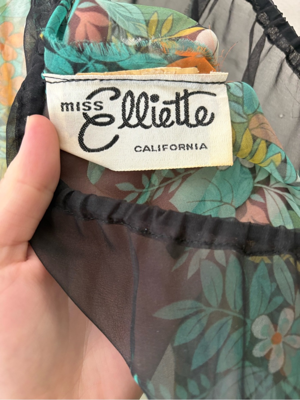 Miss Elliette California Sheer Floral Dress - Teal & Black